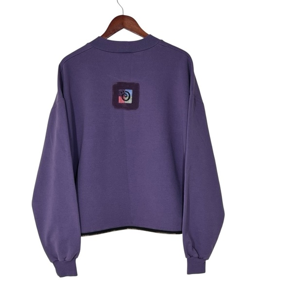 VTG NU VIEWS Purple Multi Color Artsy Design Long Sleeve Sweatshirt Women's XL - Picture 3 of 16